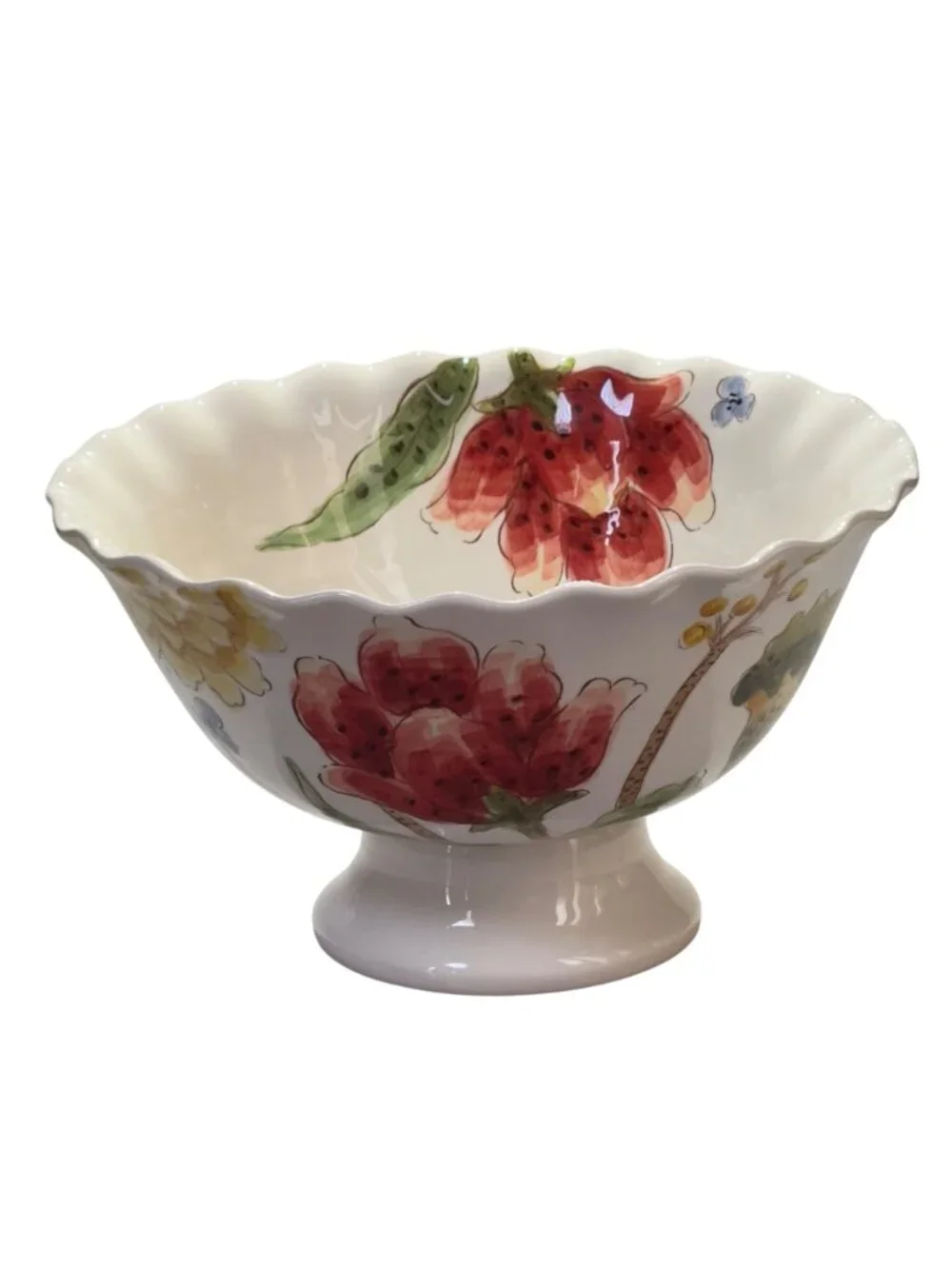 Mum Florals by Maxcera Multi-Purpose Ceramic Footed Pedestal Bowl
